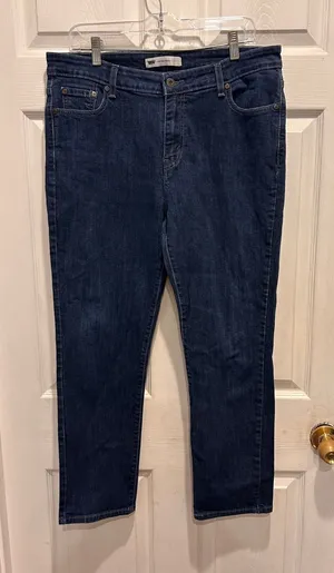 Levis Mid Rise Skinny Jeans Womens 16 Short Dark Wash Blue Denim Stretch thumbnail 1