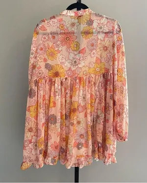 By Together Sheer Chiffon Floral Printed Mini Dress Size Medium thumbnail 2