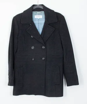 Calvin Klein Womens Wool Blend Pea Coat Jacket Size‎ 8 Gray Classic Quiet Luxury thumbnail 1