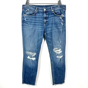 Rag & Bone Dre Low-Rise Boyfriend Marie Womens 32 Denim Blue Distressed‎ Raw Hem thumbnail 3