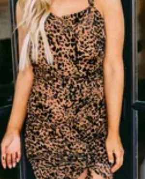 TheseThree Boutique Rushed Leopard Criss Cross Dress thumbnail 3