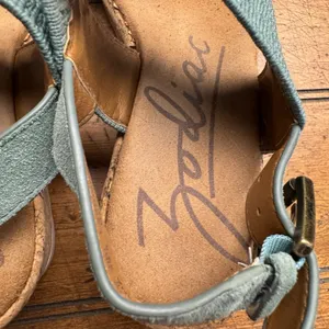 Zodiac Oceana Cork Wedge Sandals Green‎ Size 5.5 Small Flaw thumbnail 4