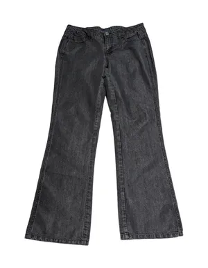 Y2K Wrangler Premium Patch Faded Bootcut Jeans Charcoal Gray Black Womens 12 thumbnail 2
