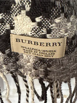 Burberry Neutral Tone Woven Plaid Scarf with Fringe thumbnail 4