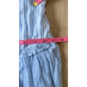 Rails Sandy Mixed Coastal Blue White Ruffled Tiered Linen Dress Sz Small 3025 thumbnail 7