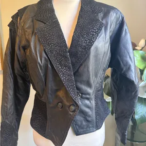 Vintage Lucky Leather moto large retro boho jacket y2k‎ whimsi goth animal print thumbnail 2
