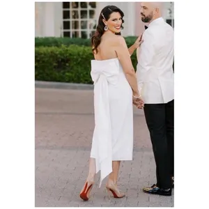 Lulus Fabulous Phenomenon White Strapless Bow Midi Dress Size XS Bridal Zip thumbnail 5