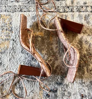 MISSGUIDED Lace Up‎ Snake Print Heels Size 8.5 thumbnail 1