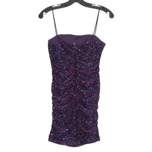 Lulus Sequin Sparkly Purple Dress S Y2K Bodycon Ruched Coquette Going Out Club thumbnail 2
