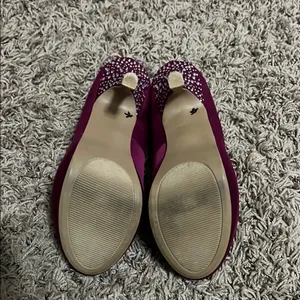 Purple Velvet Platform Heels with Crystal Embellishments thumbnail 4