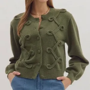 Entro Looped Trim Knit Cardigan thumbnail 1