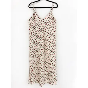 A New Day Midi Slip Dress Women L Cream Red Rose Floral Coquette Romantic thumbnail 9