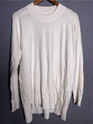 Free People Phoebe Pullover Sweater Size M Oversized Tunic in Ivory thumbnail 4