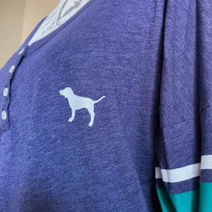 Victoria's Secret PINK Blue Long Sleeve Henley Top Shirt - M thumbnail 4