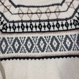 American Eagle Sweater Cream Wool Blend Fair‎ Isle Scandi Nordic Cabincore Large thumbnail 4