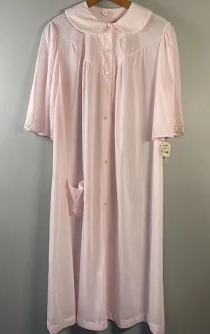 Vintage Nancy King Lingerie Nightgown Size M Pink Nylon‎ satin Lace Sleepwear thumbnail 1