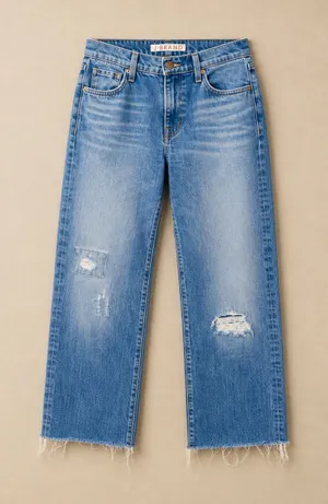 J Brand Women Jeans 24 Blue Vida Distressed Straight Leg Raw Hem 1257U353 thumbnail 1