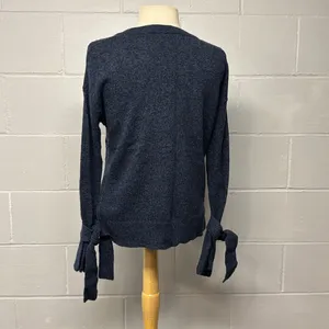 Madewell Marled Baltic Blue Tie Cuff Pullover Sweater Size XXS thumbnail 6