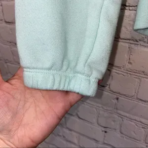 Victoria's Secret PINK Hoodie‎ Small Aqua Blue Pullover Sweatshirt Logo Sleeve thumbnail 2