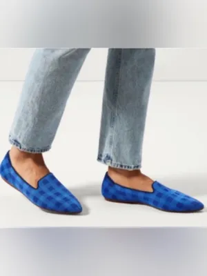 Rothy's Blue Knit Slip-On Flats with Green Insole thumbnail 12