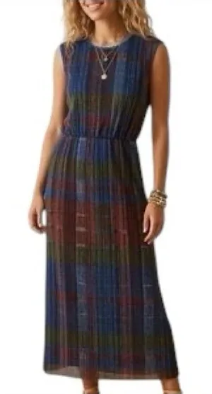 Anthropologie HD in Paris Andaz Plaid Maxi Chiffon Dress Cinched Waist size 4 thumbnail 1