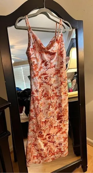 NEW Satin Party Dress Cocktail Evening Cowl Neck Backless Midi S thumbnail 6