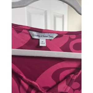 Sunsets & Sweet Tea Geometric Mesh Top Womens Size XL Pink Y2K Sleeveless Travel thumbnail 2