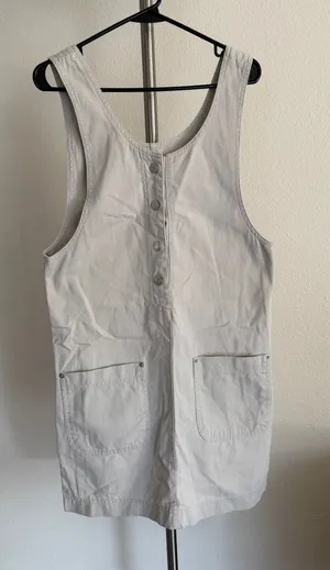 Vintage Cream jumpsuit with pockets and button-up front. thumbnail 1