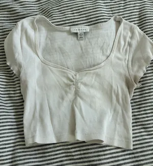 Topshop White Ribbed Crop Top thumbnail 1