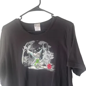 Vintage Disney Tinkerbell Women's Plus Size 2X Fairy Grunge Black‎ T Shirt thumbnail 2