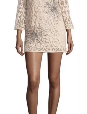 Free People Ivory Mini Lace North Star Sparkly Sequin Dress.Size M thumbnail 4
