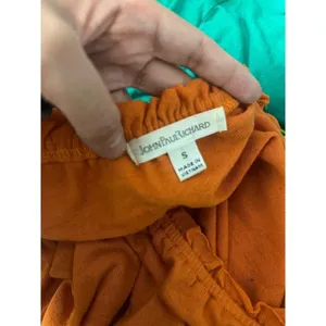 John Paul Richard Peasant Blouse Womens Small Burnt Orange Ruffle 3/4 Sleeve thumbnail 4