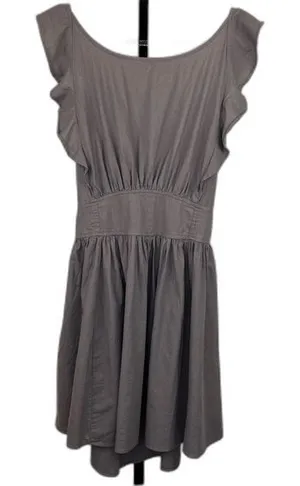 Wishlist Apparel Dress Women L Gray Cotton Ruffle Tie Back Cottagecore Boho Mini thumbnail 1