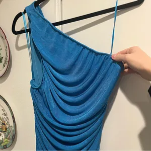 NEW Lioness One Shoulder Ruched Bright Blue Mini Dress thumbnail 8