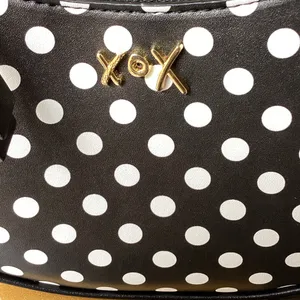 Betsey Johnson Black and White Polka Dot Hobo Shoulder Bag thumbnail 3