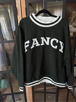 Shop Fancy Mockneck sweatshirt varsity patch letters christmas collection forest thumbnail 1
