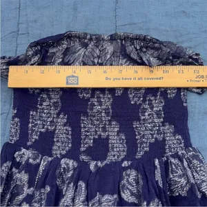 Free People Metallic‎ Ruffle Gardenia Mini Dress - Eclipse ( Navy) Size S NWOT thumbnail 7