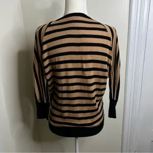 LOFT lightweight dolman striped sweater camel black Woman’s XS draped neck thumbnail 8