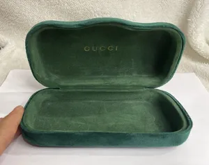 New Gucci Teal Green Velvet Large Case Eyeglasses Sunglasses Case thumbnail 1