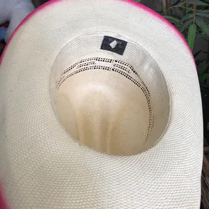 Vintage rare pink ombre western cowgirl/cowboy straw hat with silver tone hardware Size L thumbnail 7
