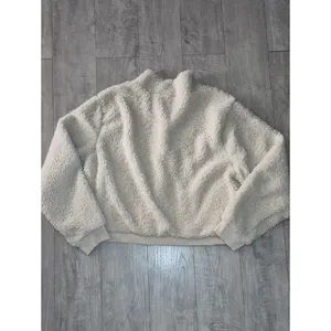 Lucky Brand Ivory Sherpa Half-Zip Pullover Soft Fuzzy Cozy thumbnail 8