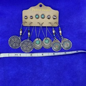 New‎ silver tone boho western faux turquoise earrings 6 pack bohemian thumbnail 3