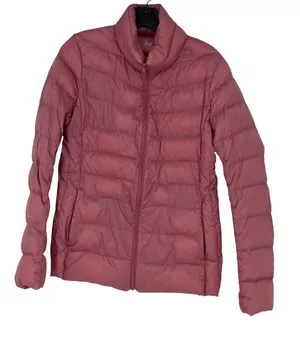 UNIQLO‎ Women Puffer Jacket Pink Lightweight Down Filled Full Zip Hooded Size M thumbnail 1