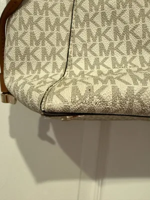 Michael Kors MK Signature Vanilla Logo Tote Bag Brown Trim thumbnail 13