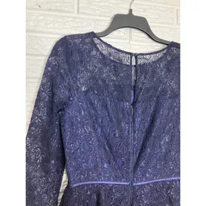 Adrianna Papell navy blue lace peplum sheath dress women's size 10 black‎ tie thumbnail 9