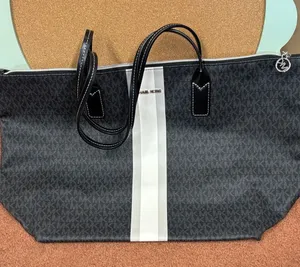 Michael Kors Gray and White Signature Tote thumbnail 1