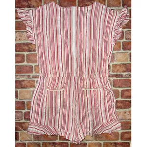 Pre-Owned Loft Pink Candy Stripe Romper Ruffle Trim Plus Size XL Cute Chic thumbnail 2