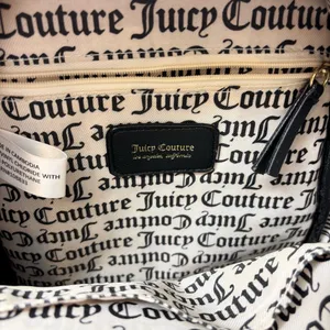 Juicy Couture Pink Rose Print‎ Black Logo Faux Leather Backpack thumbnail 8