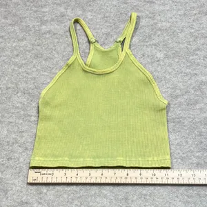 Free People Movement Happiness Runs Crop Top Lime Green Ribbed Seamless XS/S GUC thumbnail 5