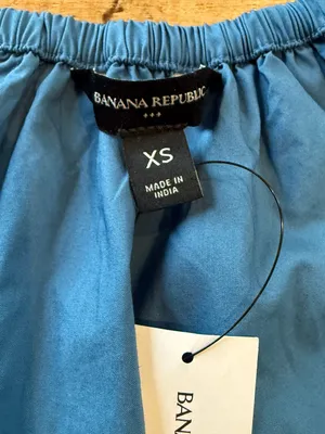 Banana Republic Blue Smocked Waist Peasant Top XS thumbnail 4